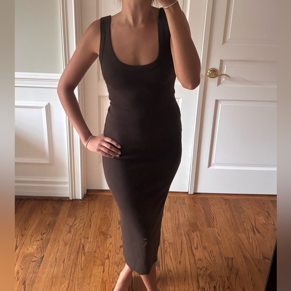 Cotton Citizen Verona Ribbed Midi Dress Espresso
